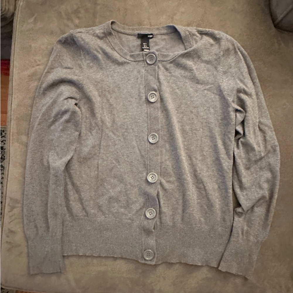 H&M big button Grey Cardigan L